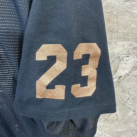 Air Jordan Black and gold graphic tee with a big cat face Men's 2XL Dri fit  #23 - Picture 3 of 5